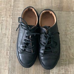 Lightly worn UGG black leather shoes.
